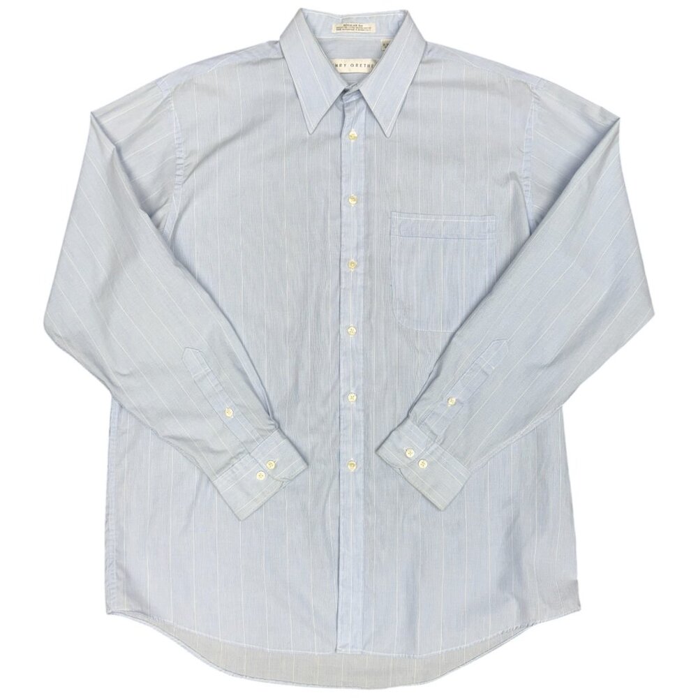 Men's HENRY GRETHEL Reg. Fit Baby Blue Button Up Dress Shirt- Size 16 34/35